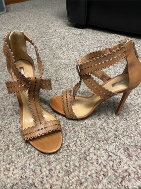 Schutz leather Tan Cutout Strappy High Heel Sandals